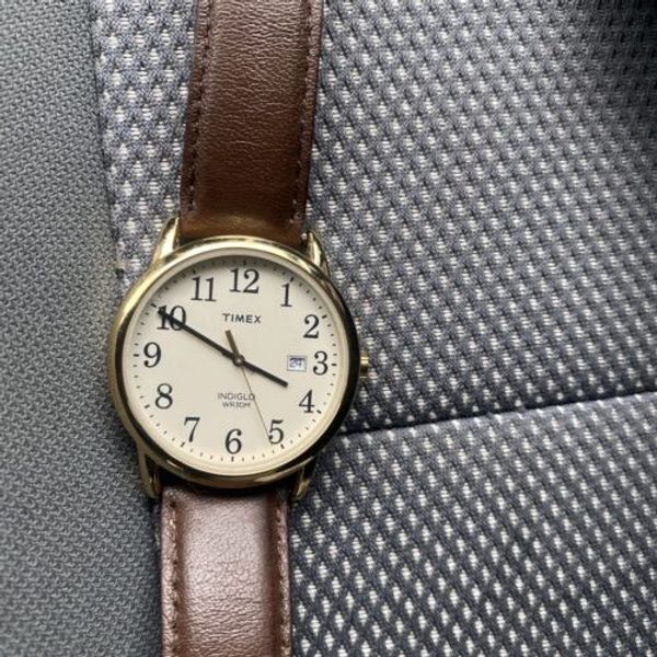 Timex Mens Easy Reader Watch 38mm Gold Tone Case With Brown Leather ...
