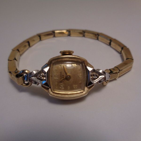 Antique Women's Bulova 23 watch 10k gold w sterling silver lugs ...