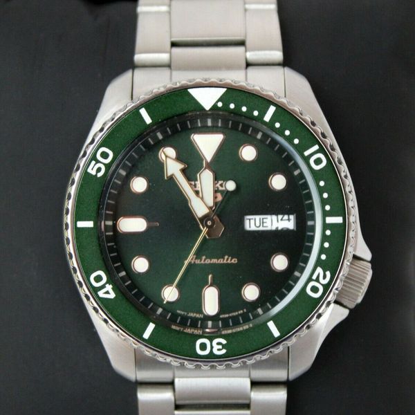 seiko 5 sports green men's watch srpd63