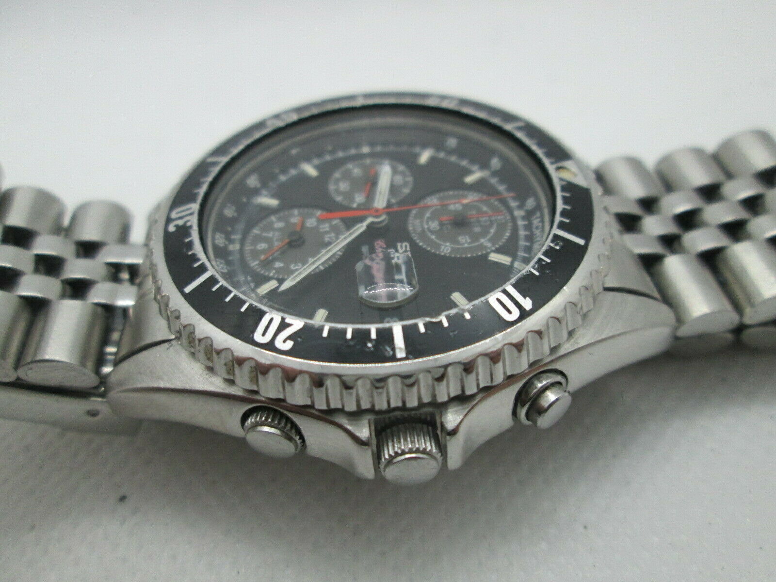 SEIKO 7T42 6A50 ALARM CHRONOGRAPH STAINLESS STEEL QUARTZ MENS