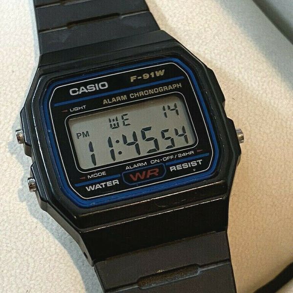 Vintage Casio F-91W Alarm Chronograph Watch - 593 Module - New Battery ...