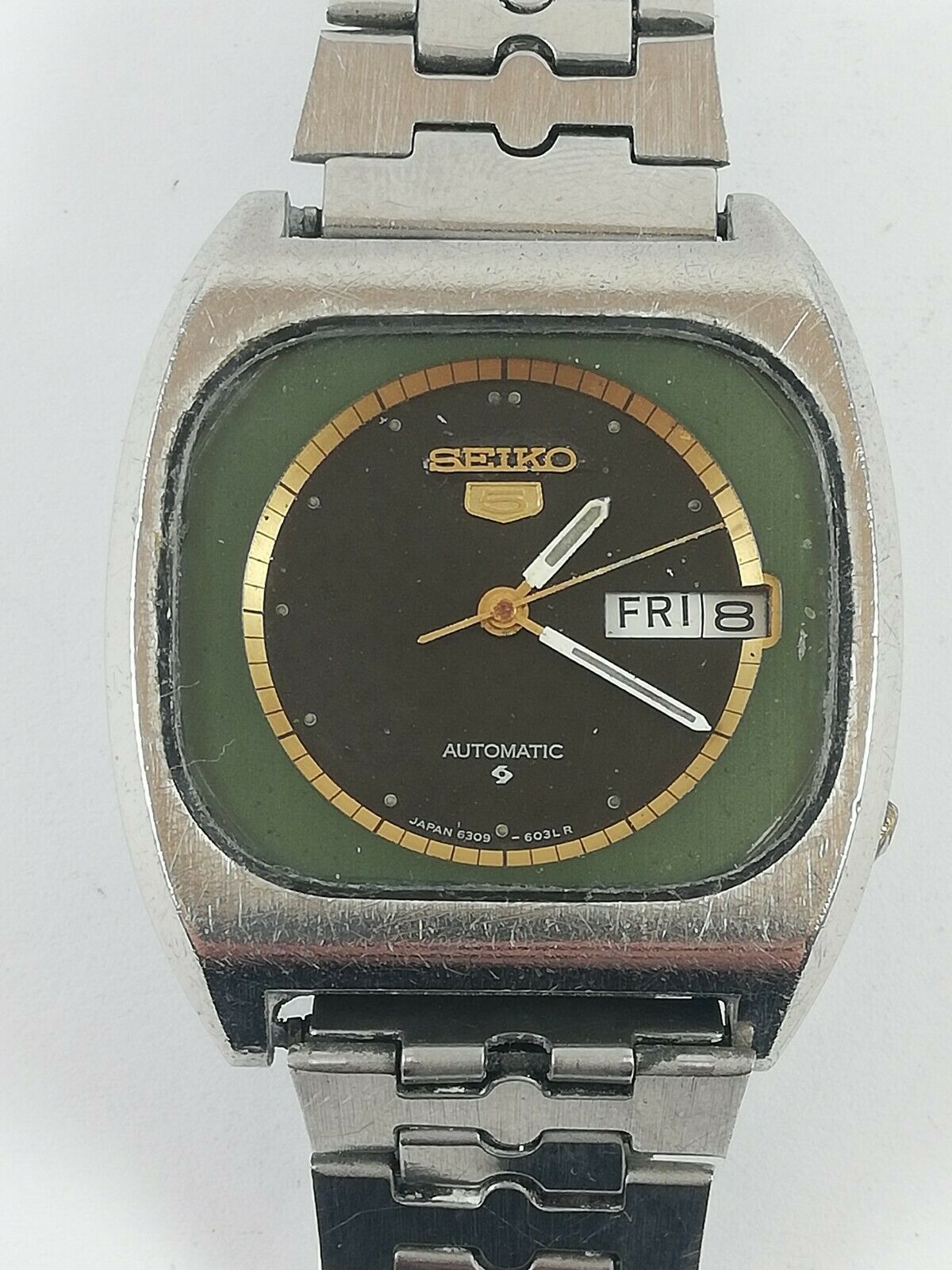 SEIKO5 AUTOMATIC 6309-603A セイコー5 自動巻腕時計 Vintage SEIKO 5 6309-603A Automatic 17 Jewels Japan Watch Runs