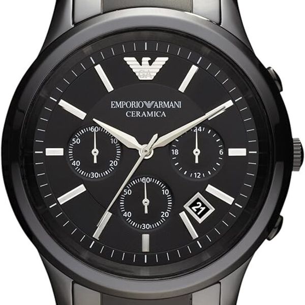 EMPORIO ARMANI MEN'S WATCH AR1452 Black Chronograph Ceramica Watch ...