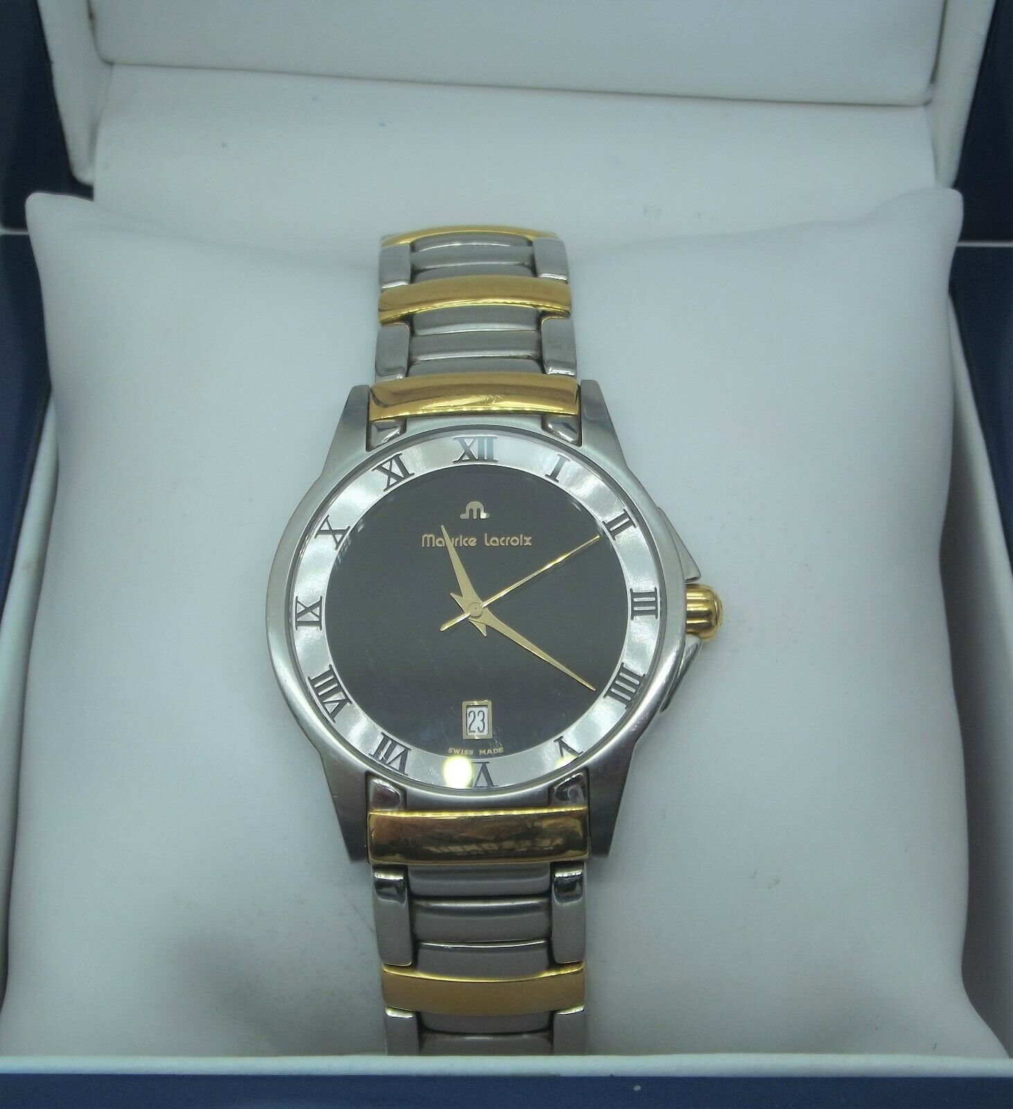 Maurice Lacroix Miros Silver Gold Black Dial Gents Swiss Quartz