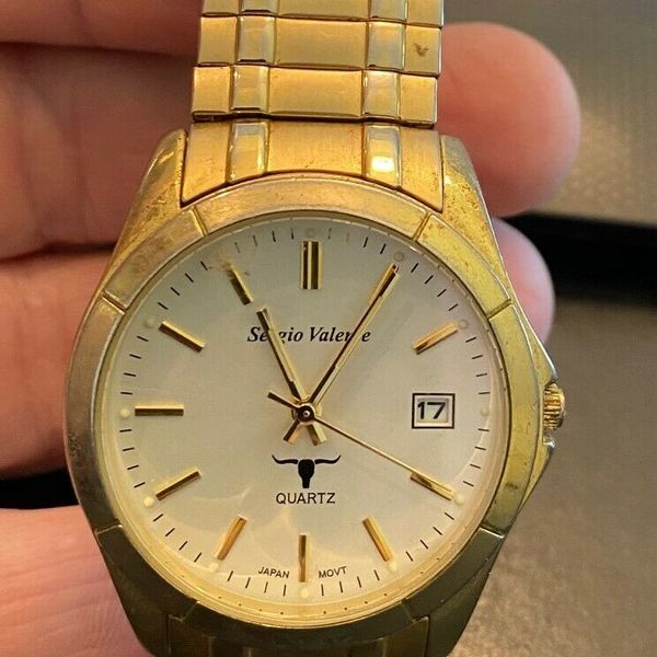 VTG Men's Sergio Valente Watch, Gold Tone with Expansion Band, P-IABCG