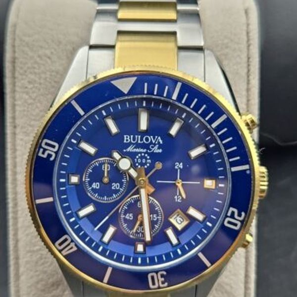 NOS Bulova Marine Star Chronograph 98B230 Quartz Mens Watch ...