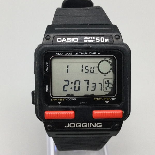 Vintage Casio Running Man Jogging Digital Watch Men 208 J-51W Timer 50M ...
