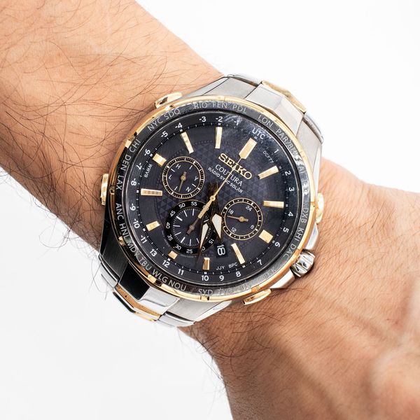 SEIKO COUTURA RADIO SYNC SOLAR CHRONOGRAPH TWO-TONE STAINLESS STEEL ...