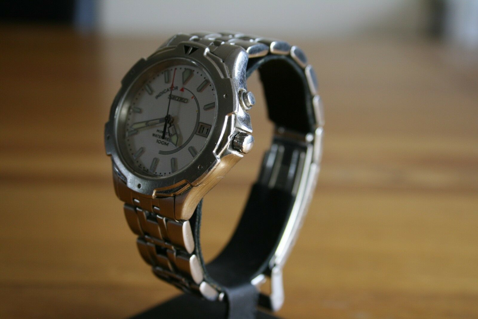 Seiko kinetic stainless steel bracelet watch 5M42 0H19 silver