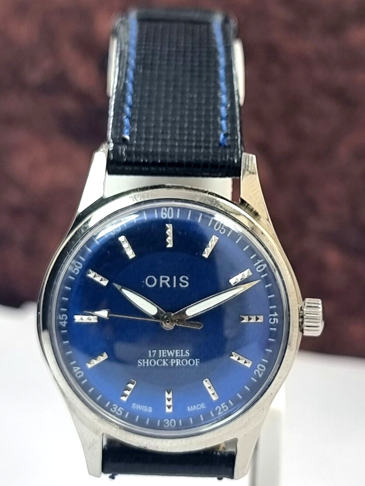 Vintage Oris Blue Dial ST 96 17 Jewels Swiss Made Mechanical Men s