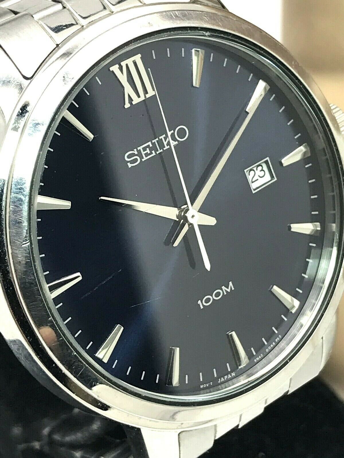 Seiko Men s Watch Quartz Stainless Steel Blue Dial 100m Date