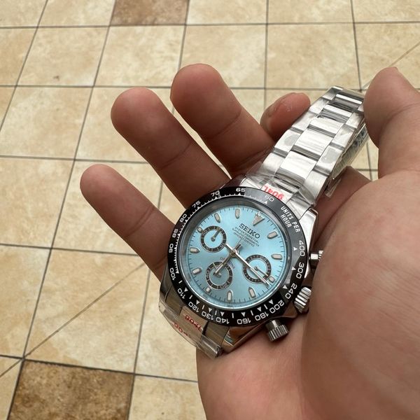 SEIKO CUSTOM DAYTONA ICE BLUE DIAL Modified Watch (FREE SHIPPING)