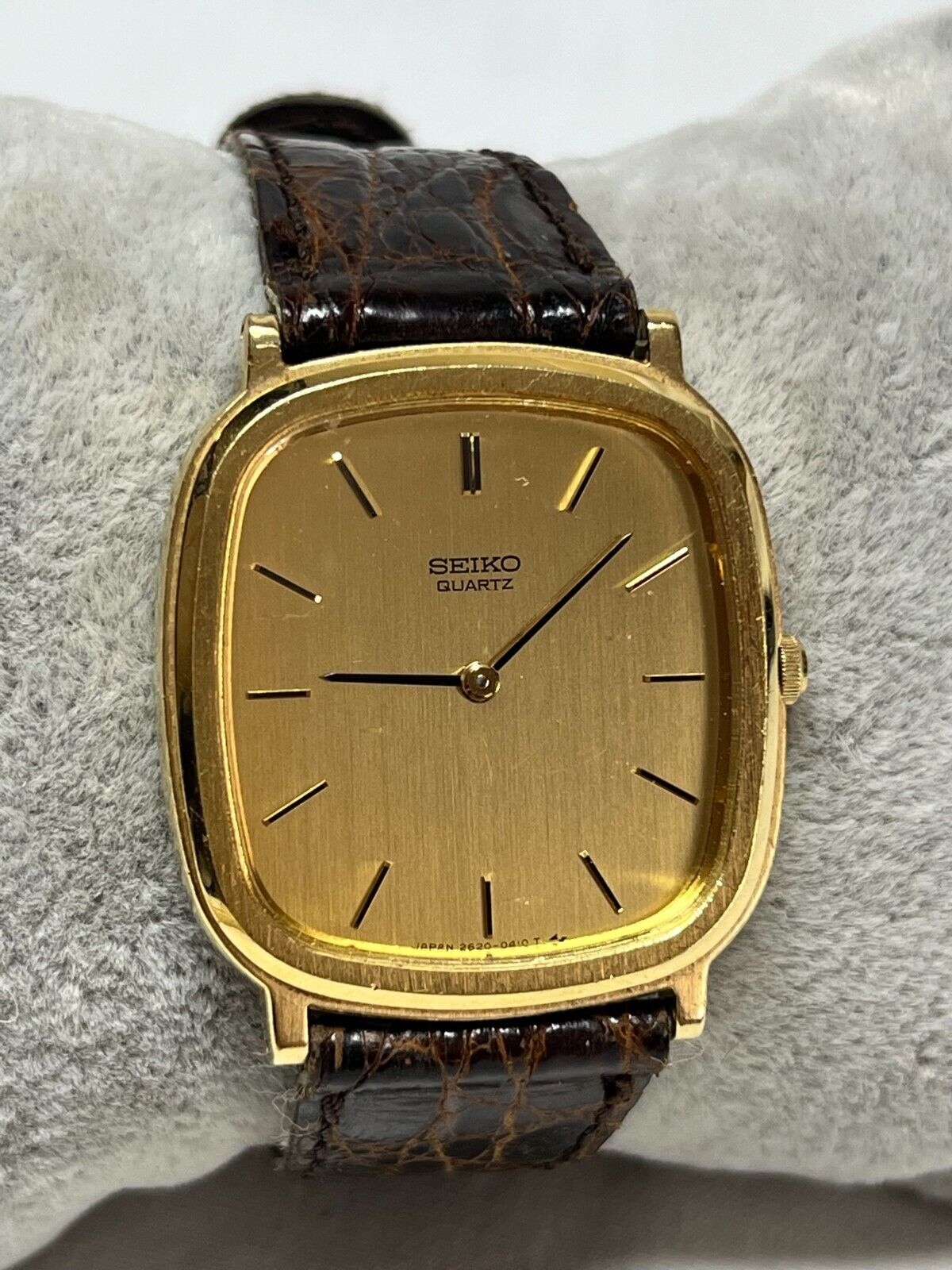 Vintage Men s Seiko 2620 5260 Gold Tone Quartz Watch New Battery