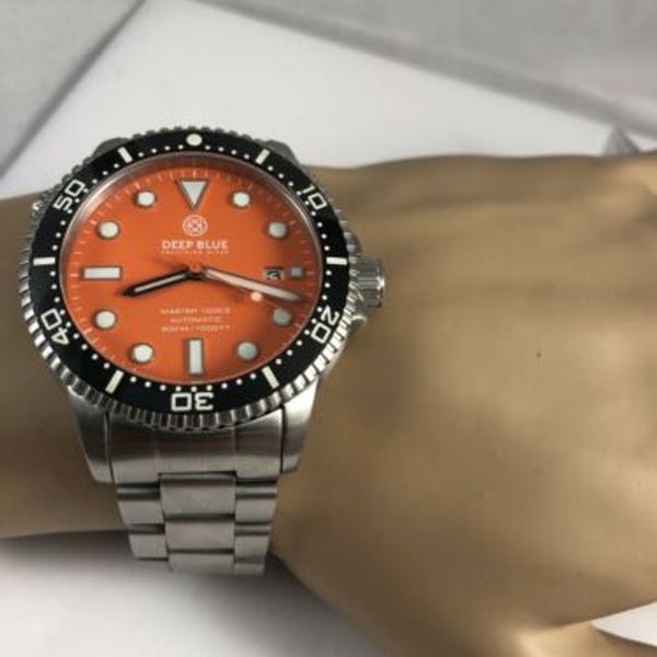 Deep Blue Master 1000 Gen II Auto Dive Watch Ceramic Bezel Orange Dial