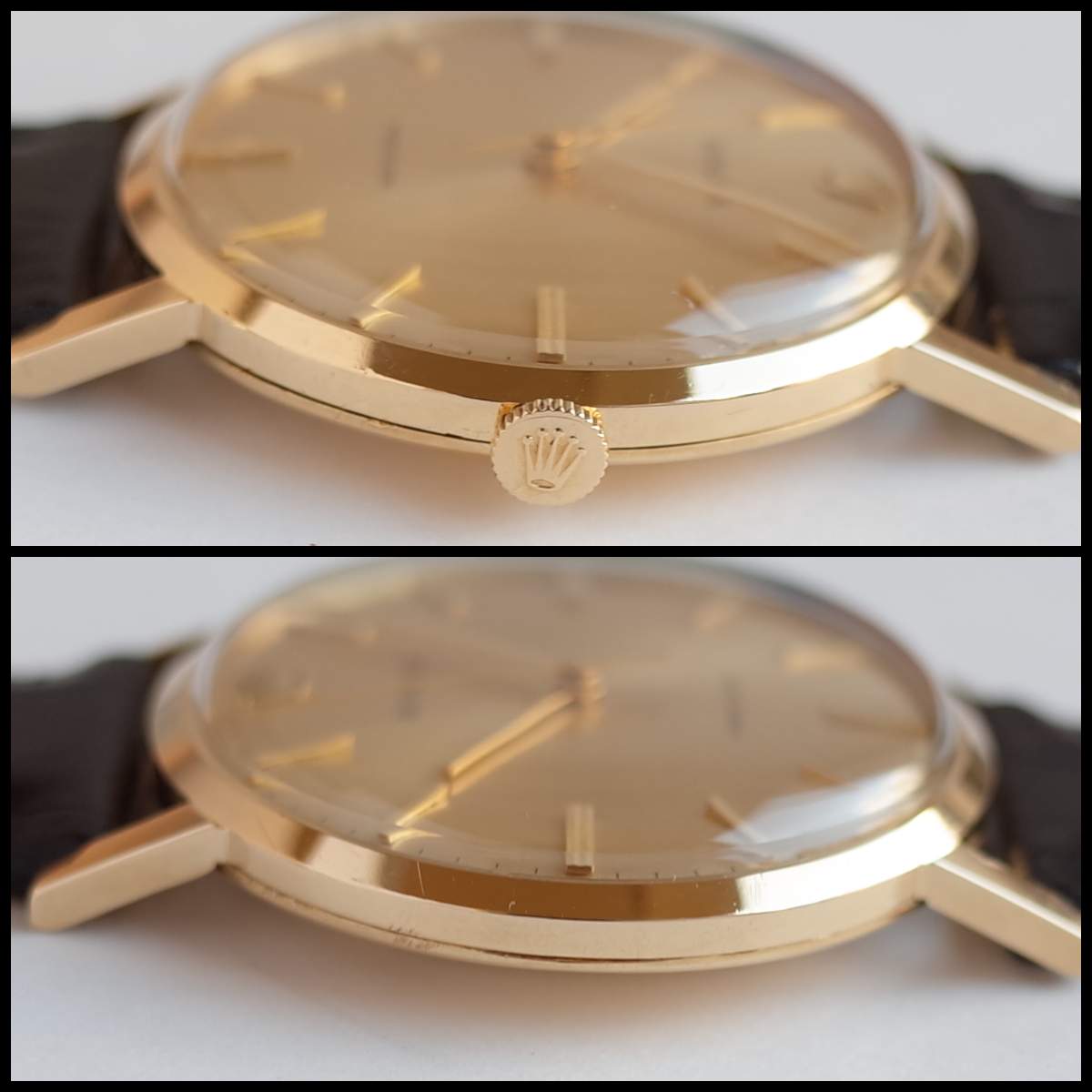 Rolex 9708 1970 gold K18YG 750 precision new leather belt men'