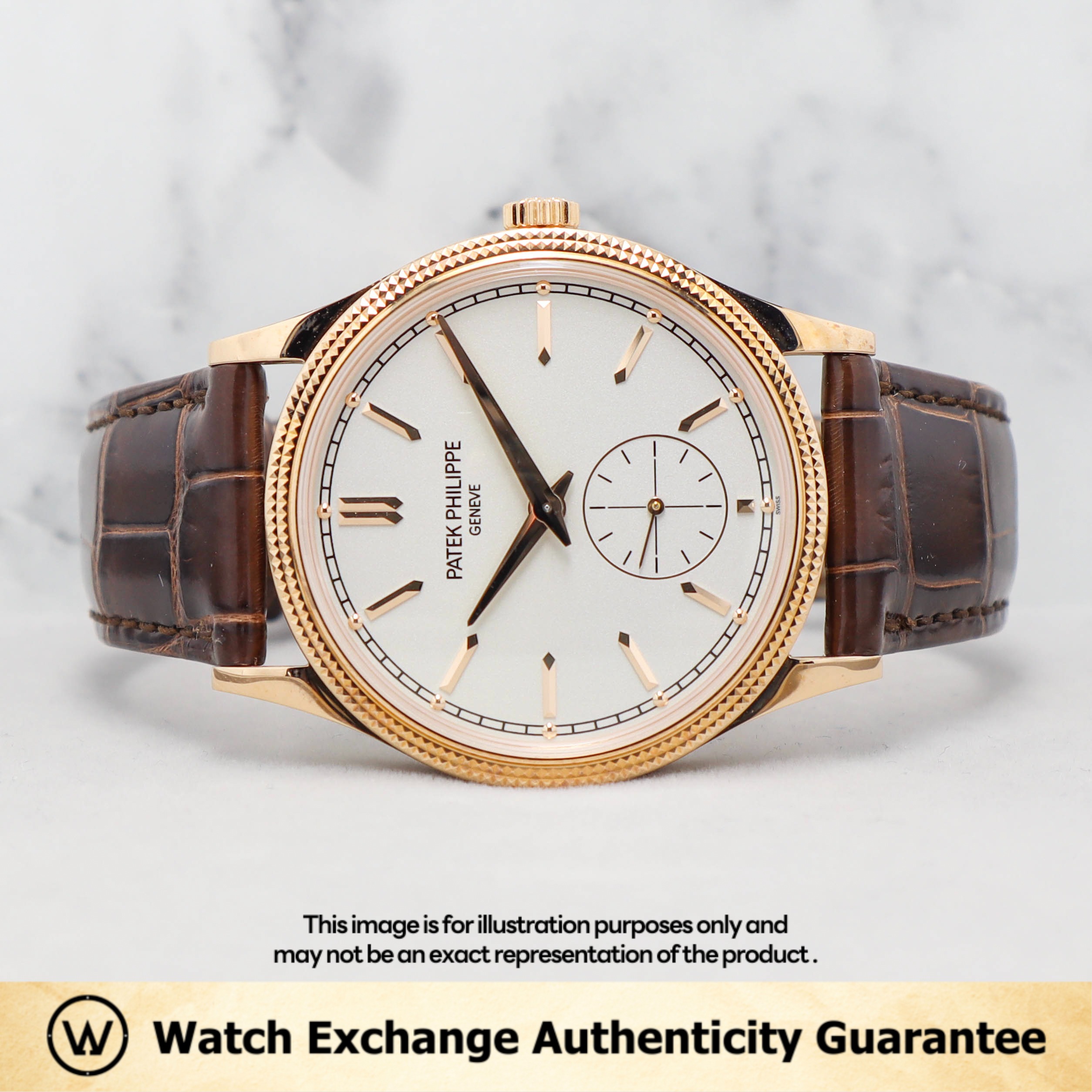 Mint Sep 2022 Patek Philippe PP Calatrava Leather 6119R-001 Silvery grained  Dial PW21126 6119R 6119 | WatchCharts Marketplace