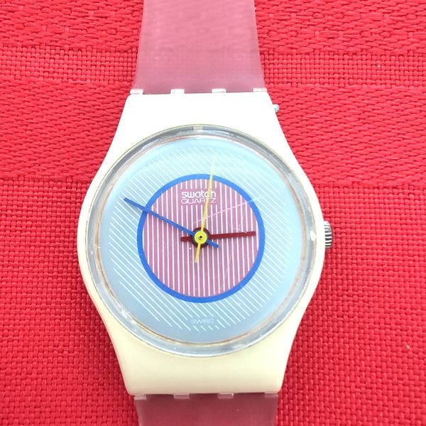 Swatch Raspberry LW107 1985 Standard Ladies Rare Vintage Swiss Quartz ...
