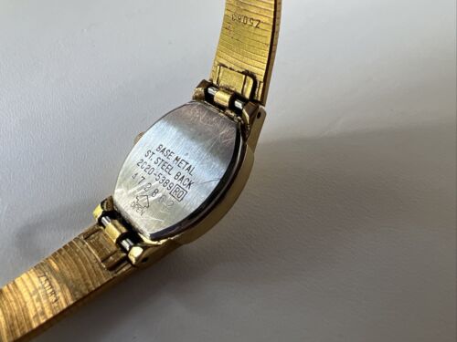 Seiko Watch Women Gold Tone Square Dial 16mm 2C20-5389 New Battery