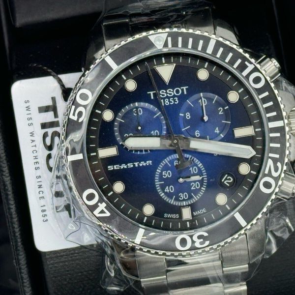 Tissot Seastar 1000 Chronograph Green Dial Silver Steel Strap Watch For Men - T120.417.11.091.01