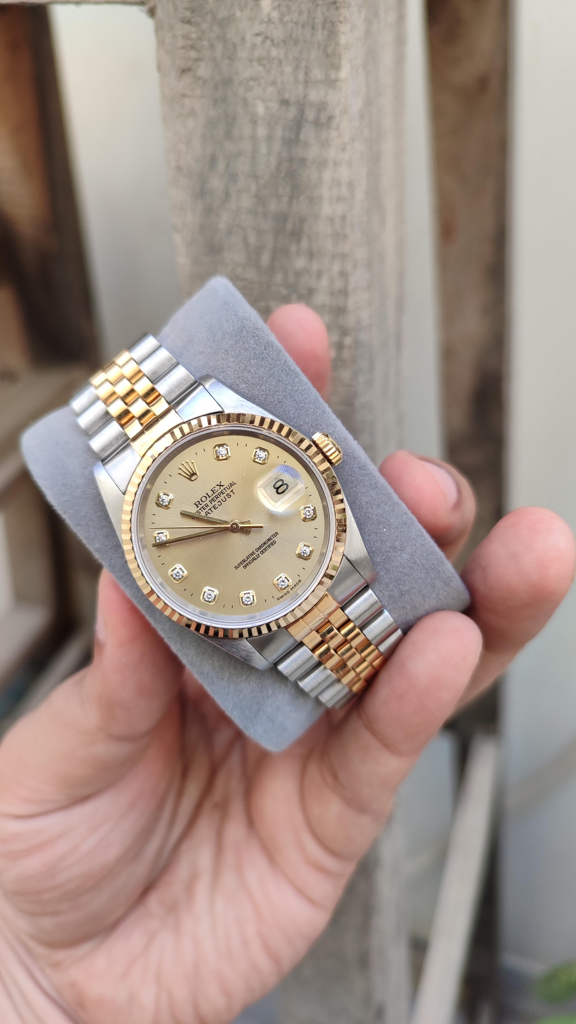 WTS Rolex Datejust 16233 Year 1996 Champagne Big Diamonds