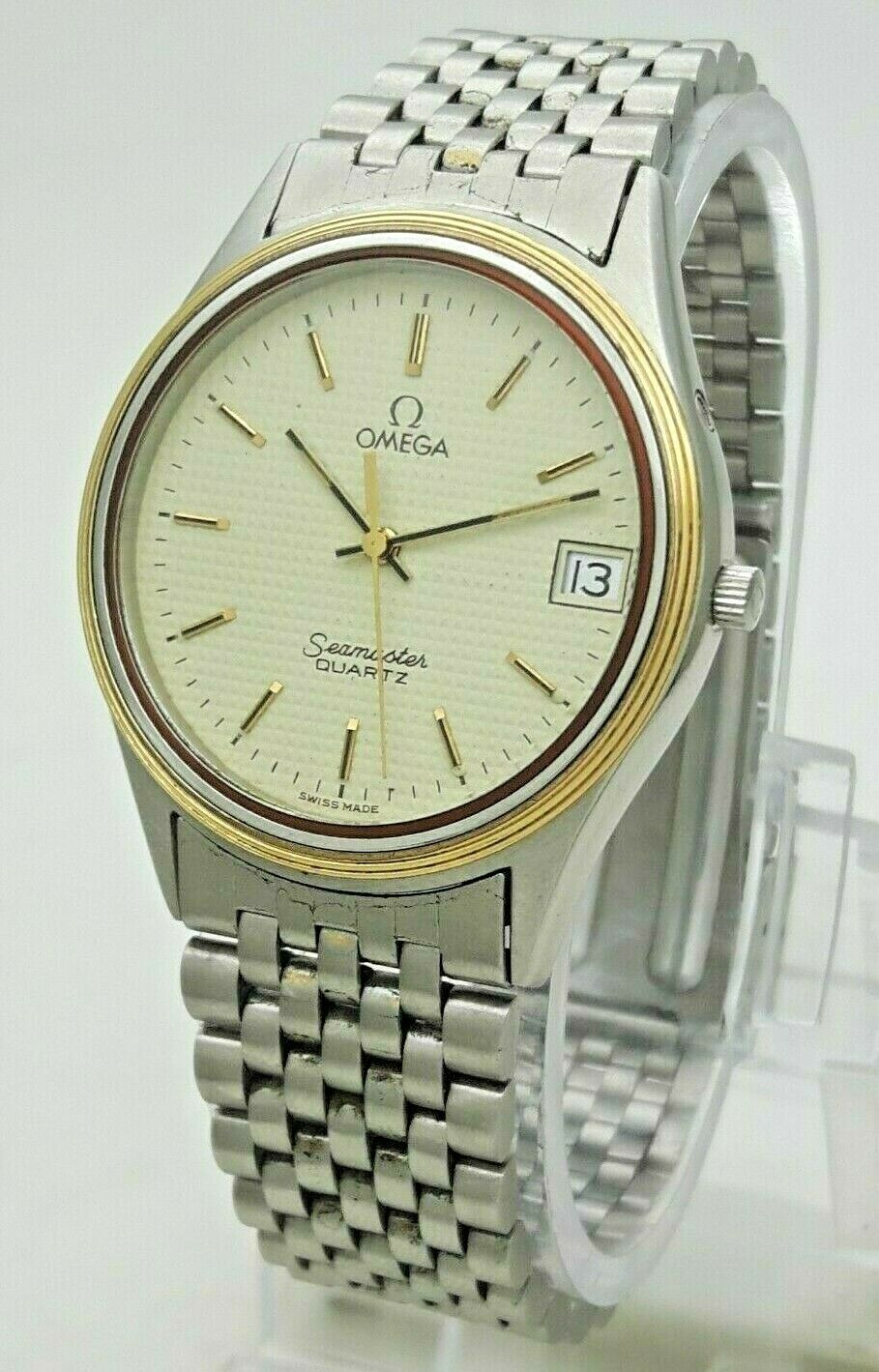 Vintage OMEGA Seamaster Quartz Ref. 196.0217 Gold Bezel Steel