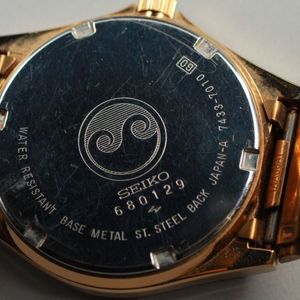 Near MINT] Vintage Seiko Chronos 7433-7010 Quartz Mens Watch Gold