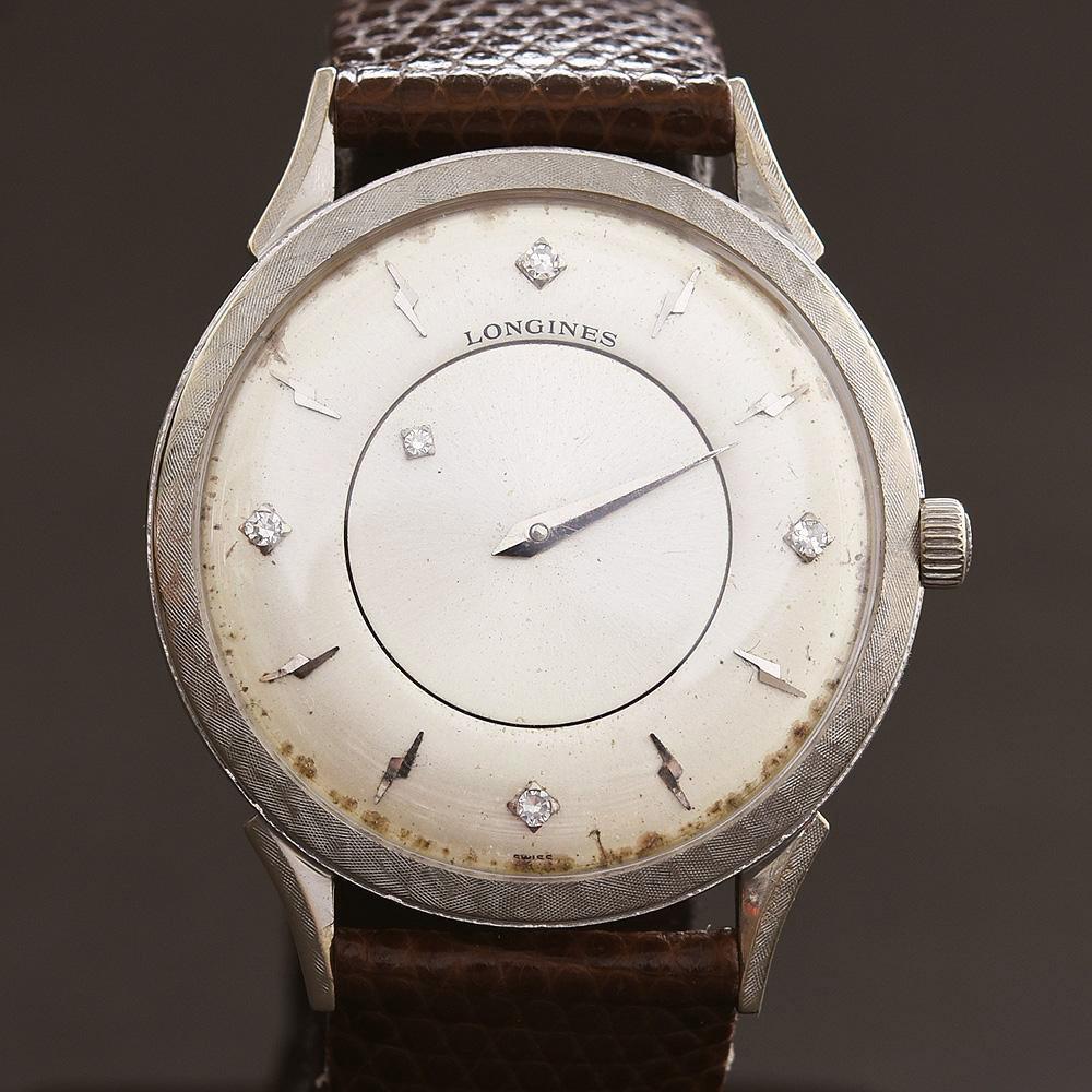 WTS 1964 LONGINES Mystery Dial 14K Solid Gold Diamonds Slim