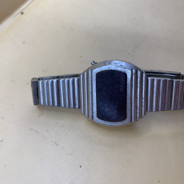 RARE Vintage Bulova Computron Big Block RED LED Watch For Parts ...