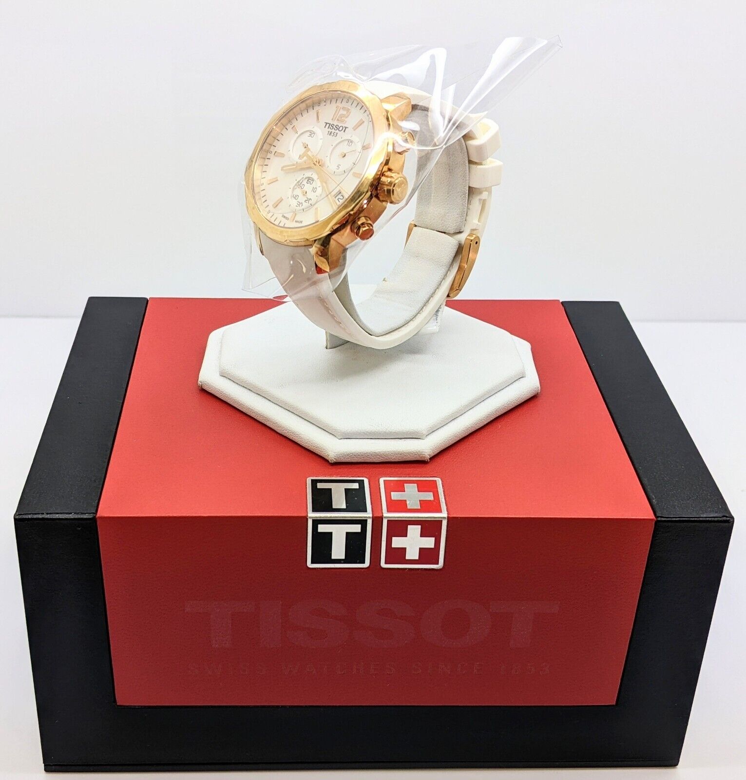 TISSOT QUICKSTER WHITE/ROSE GOLD M.O.P. CHRONOGRAPH WATCH TISSOT QUICKSTER WHITE/ROSE GOLD M.O.P. CHRONOGRAPH WATCH