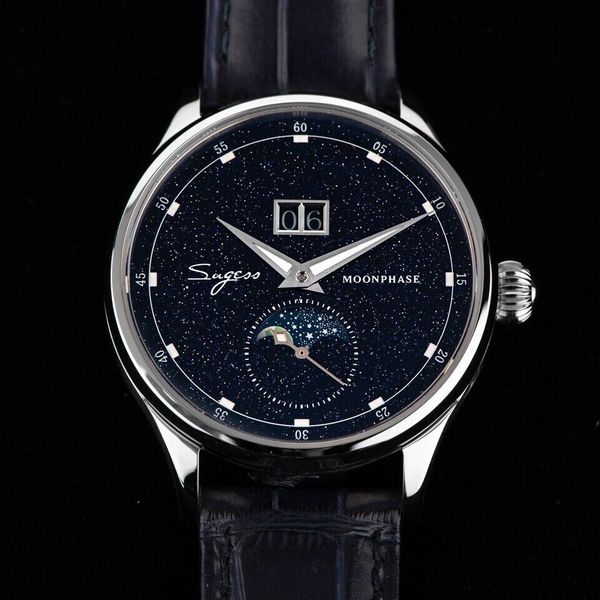 Sugess Orologio Meccanico Cronografo Uomo - Movimento Gabbiano ST1901, Vetro Zaffiro, Impermeabile 5ATM, Pelle