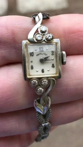 Lady Hamilton 10K Gold Biggs Diamond Case Wrist Watch