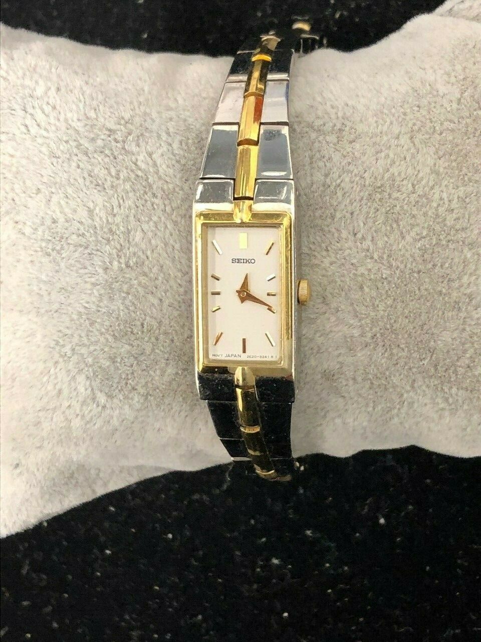 Women s Seiko 2E20 7479 Two Tone Dress Watch New Battery