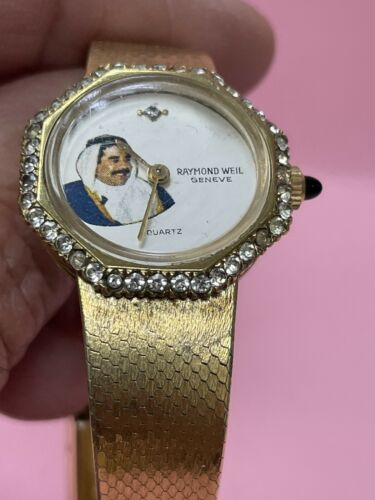 RARE Gold Plated RAYMOND WEIL President Saddam Hussein Iraq Watch