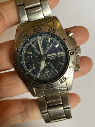 seiko chronograph wr100m mens quartz watch with date 7T62 0CD0 For