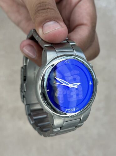 Rare Kanji LUCK y2k FOSSIL Big Tic JR-8085 Blue Animated