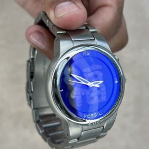 福 fossil big tic jrー8085 激レア‼️ Rare Kanji LUCK y2k FOSSIL Big Tic JR-8085 Blue Animated