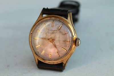 Antique Vintage Old German Junghans Trilastic Gold Plated 17Jewels