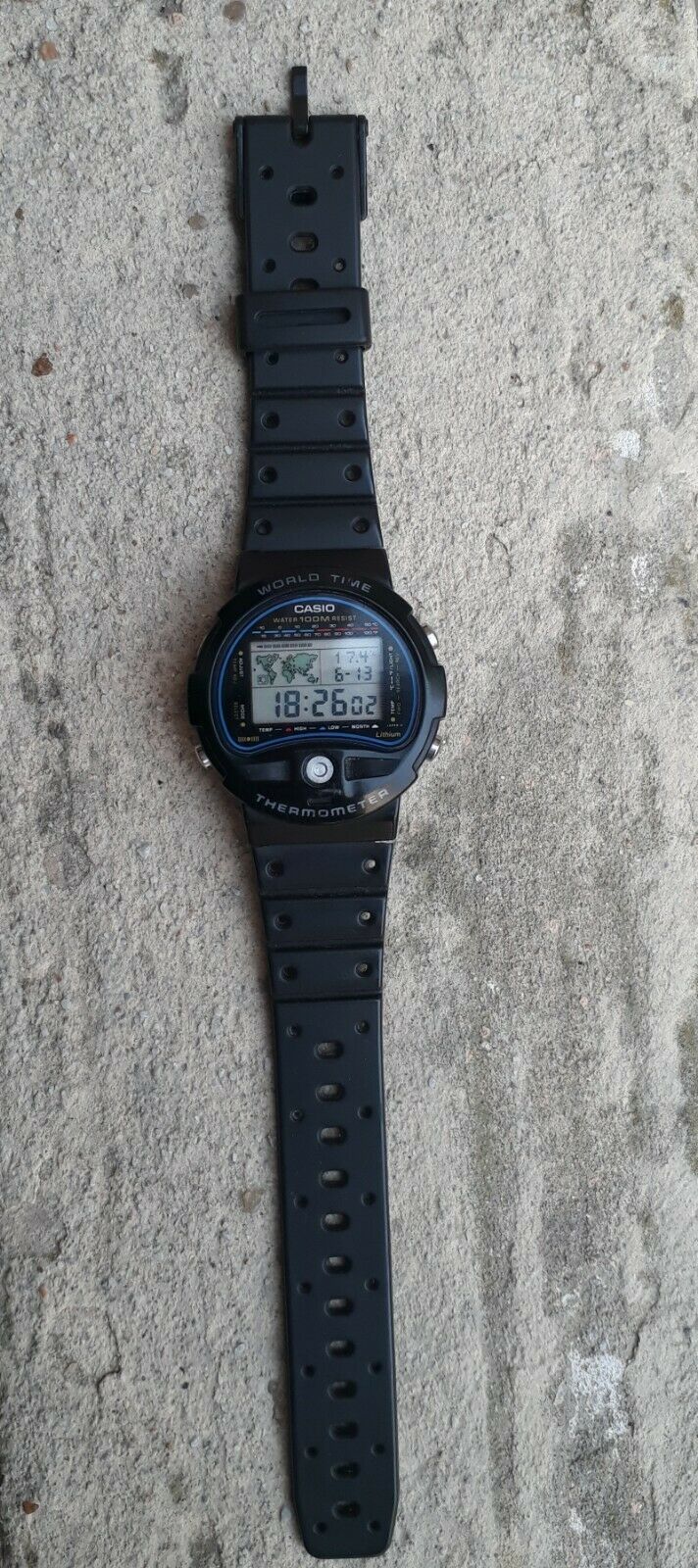 Casio TS-100 Thermometer World Time- Rare 80s Pre G-Shock Digital