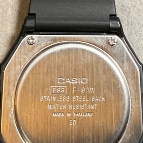 CASIO ALARM CHRONOGRAPH 593 F-91W DIGITAL 34mm WATCH NEW BATTERY ...