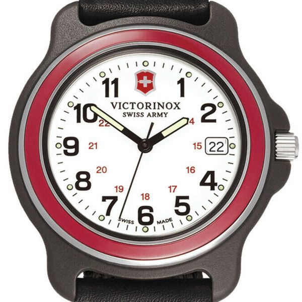 Victorinox Swiss Army Original XL Quartz Watch, White Face, Red Bezel ...