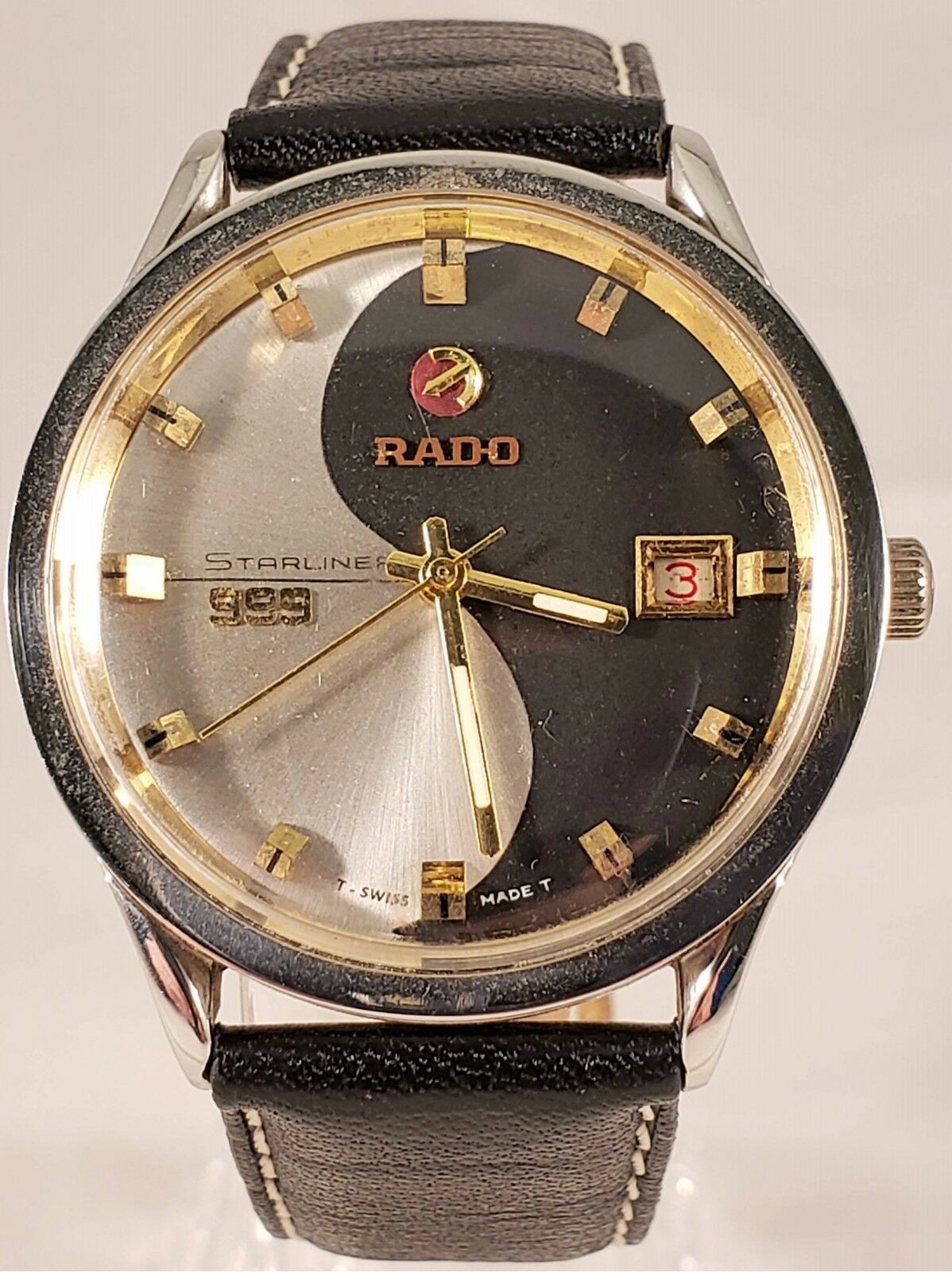 Rado Starliner 999 - unusual yin yang two tone dial 70's era Swiss 