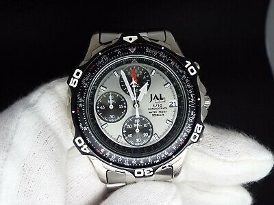 SEIKO non DIGITAL WATCH JAL JAPAN AIRLINES V657-6150 PLANE SECONDS