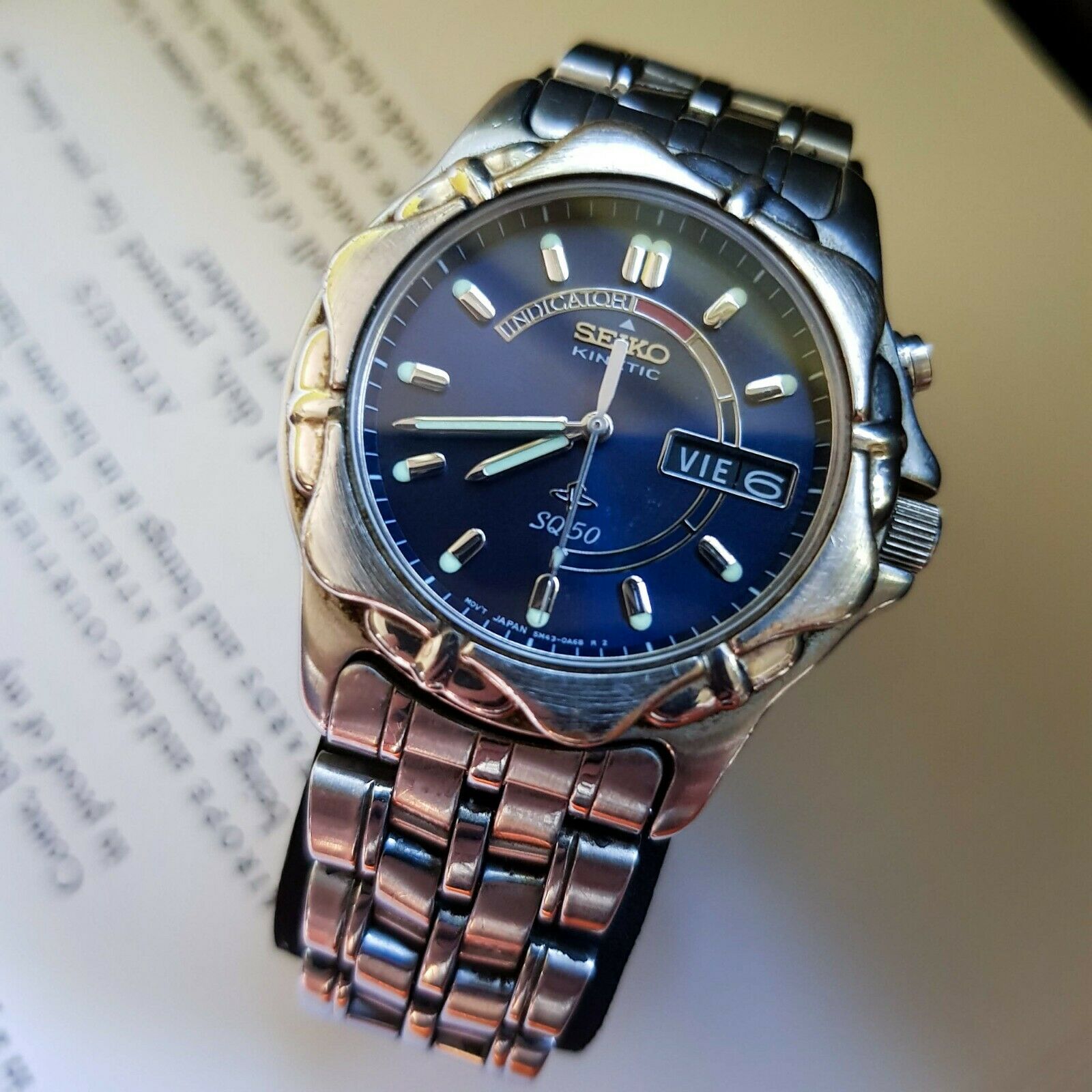 Vintage Seiko Kinetic SQ50, men's watch Working, 5M43-0A50
