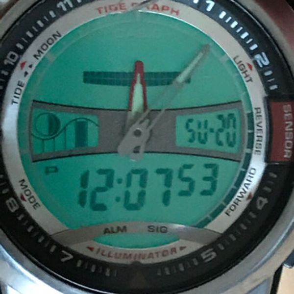 MEN'S RARE CASIO TIDE GRAPH ANALOG/DIGITAL(AQF100) Watch Working