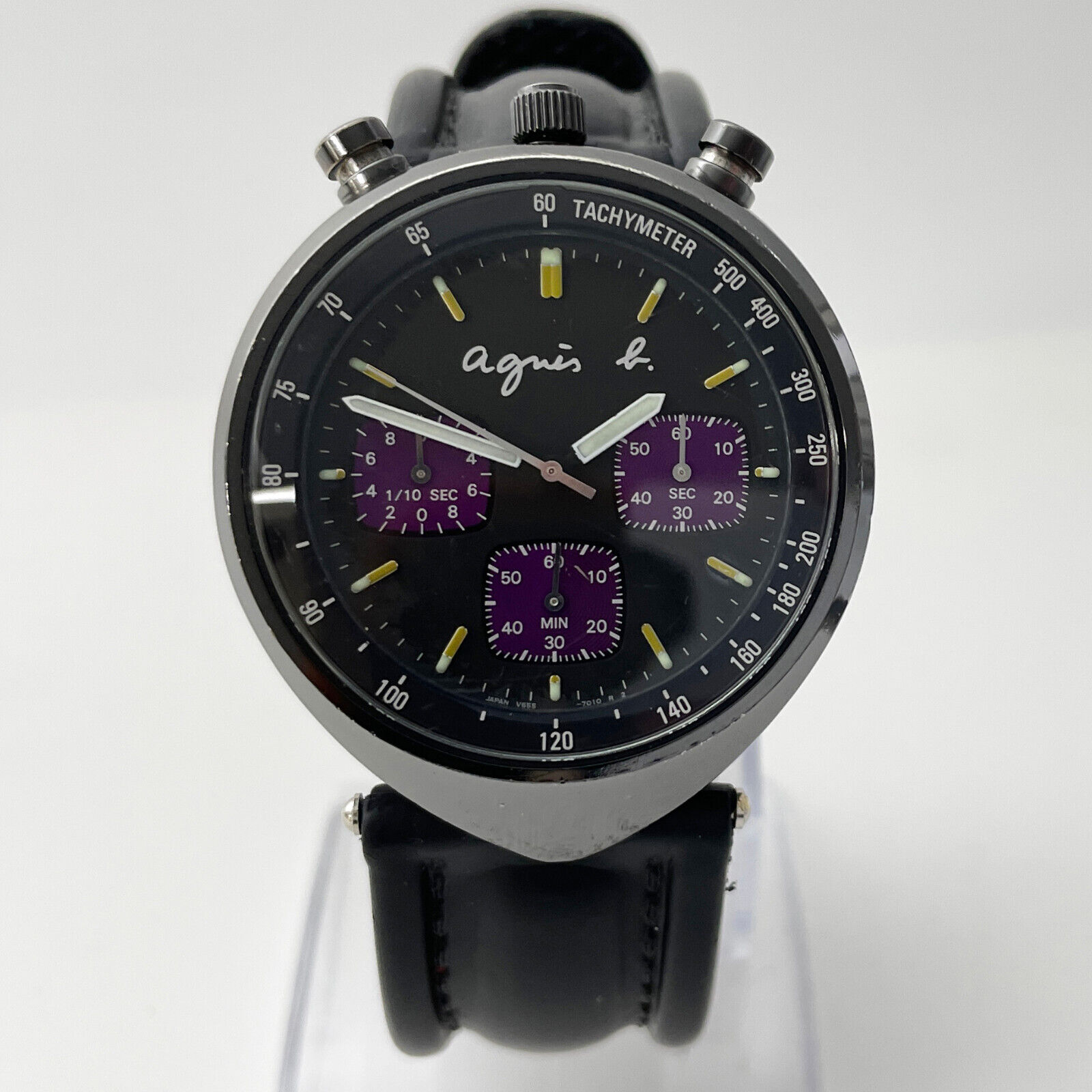 Seiko x Agnes B Bullhead Watch V655-7010 chromed black flyback