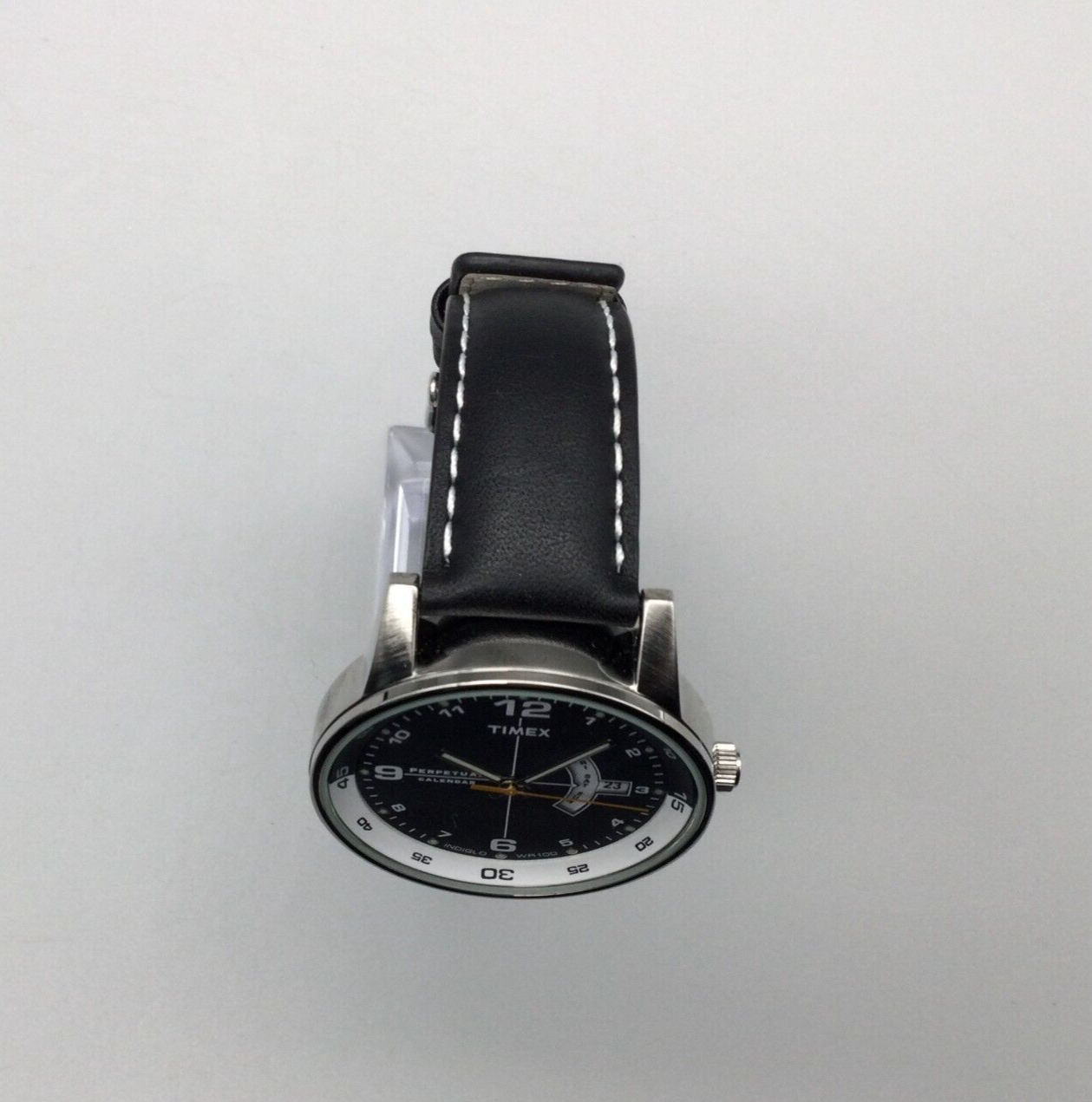 Timex Perpetual Calendar Watch Men Silver Tone Date 100M
