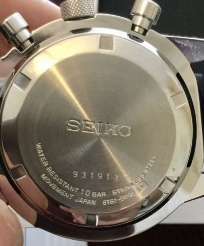 SEIKO 8T67 00G0 chronograph 100M hardlex crystal watch New
