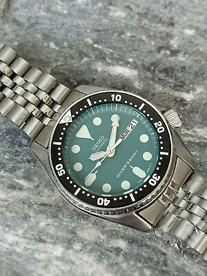 STUNNING GREEN MOD SEIKO DIVER 7S26-0030 SKX013 AUTOMATIC MEN'S