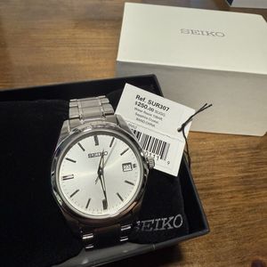 Seiko Analogico Uomo SUR307P1 - Orologio Al Quarzo Con Datario, Cassa Rotonda