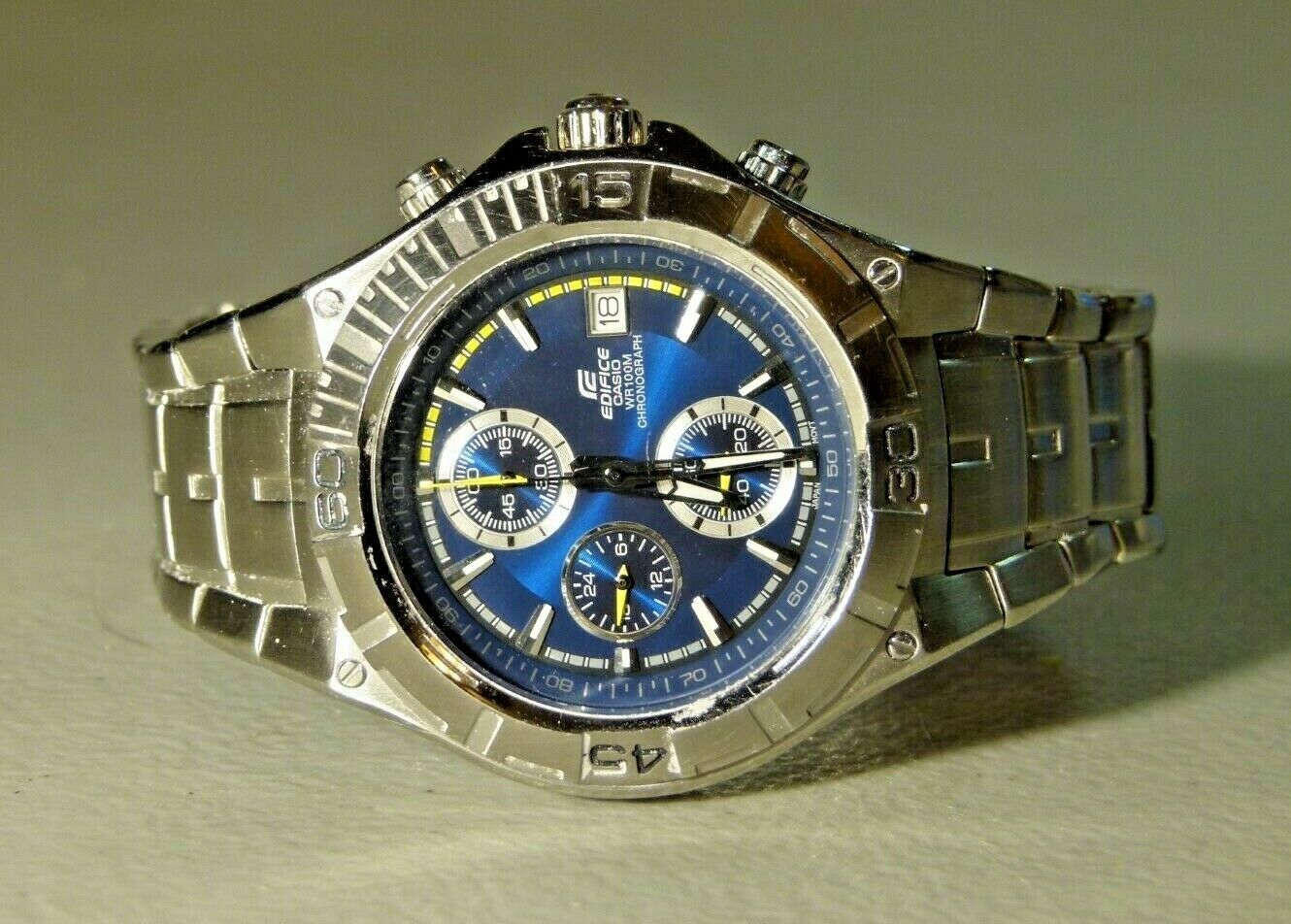 MENS CASIO EDIFICE SILVER BLUE FACE EF 520 CHRONOGRAPH WATCH JAPAN 4307 MOVT WatchCharts Marketplace